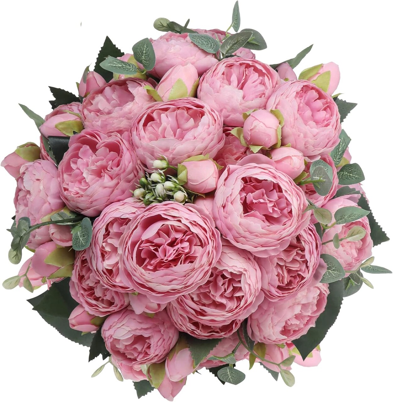 4 Packs of Artificial Peonies - 20 Silk Peony Heads with Stems for Home, Wedding, Mother's Day